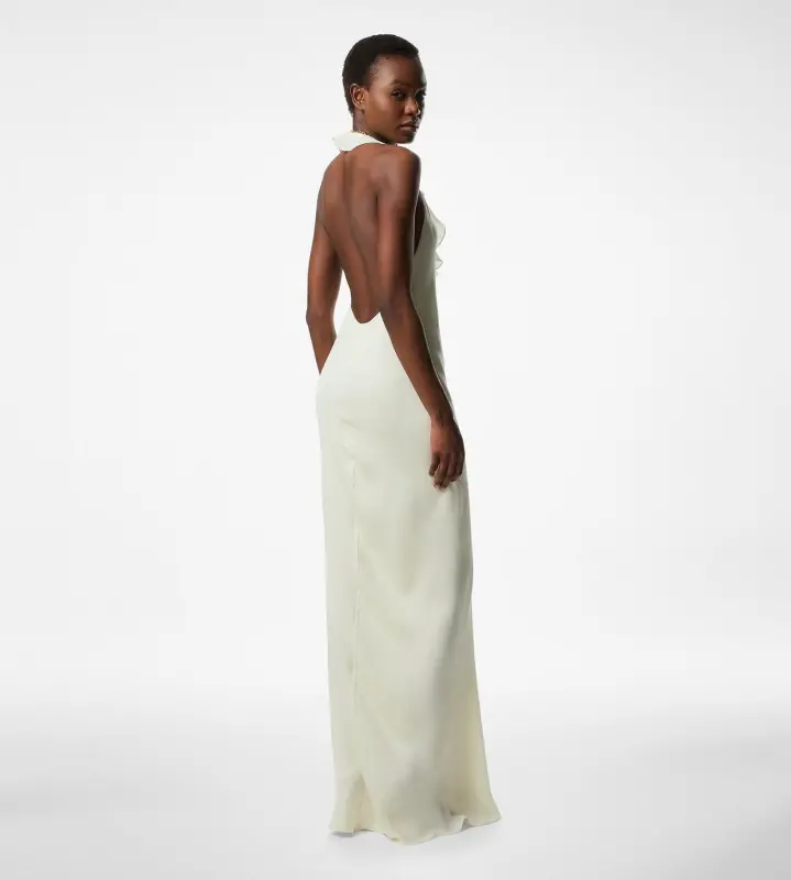 HALTERNECK EVENING DRESS WITH RUFFLE DETAIL online